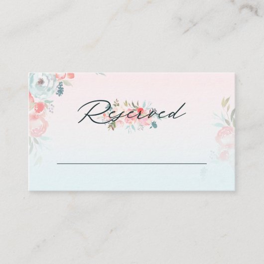 シックグラデーションフランスのガーデン予約結婚席 プレイスカード (正面)