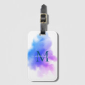 シックグラデーションブルーピンクウォーターモノグラムのカラー ラゲッジタグ (正面縦)