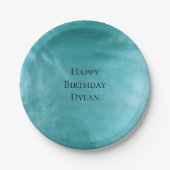 シックグラムアクアターコイズブルー誕生日 ペーパープレート (正面)