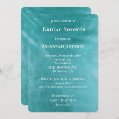 シックグラムターコイズアクアブルーブライダルシャワー 招待状 (正面/裏面)