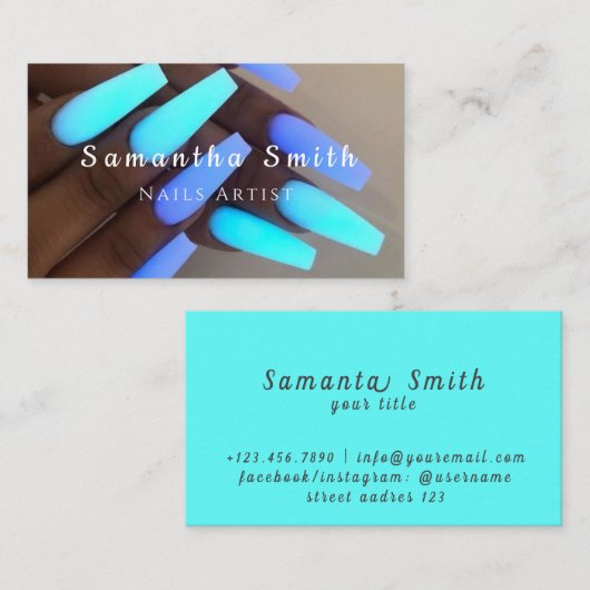 シックグラムネイルアートマニキュアサロン爪、 ネイルアーティスト 名刺 (正面/裏面)