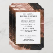 シックグラムバラ金ゴールドブラック抽象芸術ブライダルシャワー 招待状 (正面/裏面)