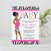 シックグラムマモダンムピンクゼブラベビーシャワー 招待状 (スタンド正面)