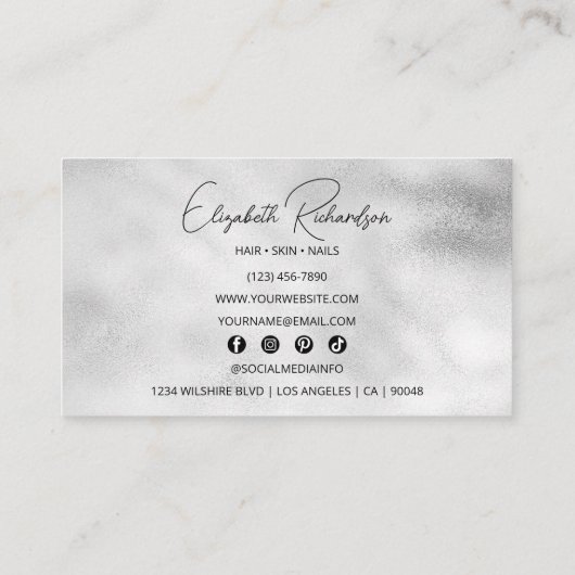 シックグラムラグジュアリーきらめくダイアモンドエレガントクリスタル 名刺 (裏面)