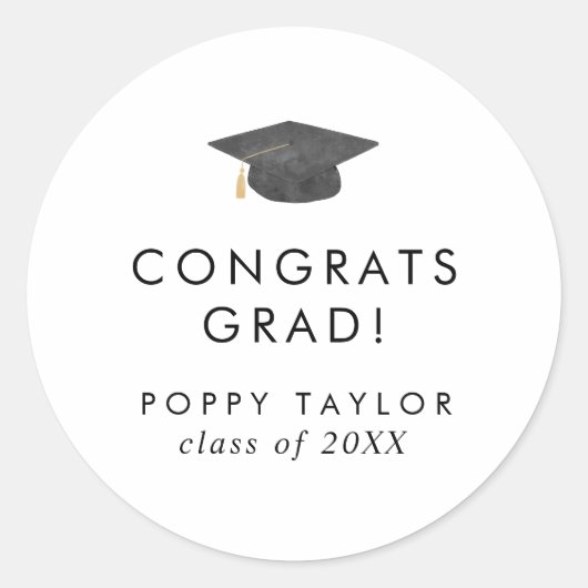 シックグラードキャップおめでとう卒業式シール ラウンドシール (正面)
