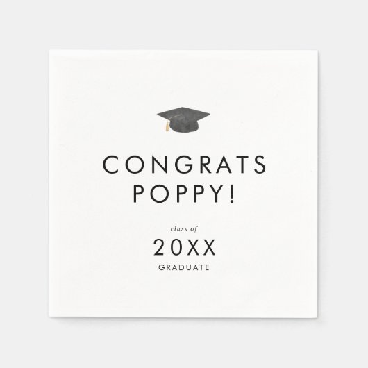 シックグラードキャップおめでとう卒業 スタンダードカクテルナプキン (正面)