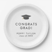 シックグラードキャップおめでとう卒業 ペーパープレート (正面)