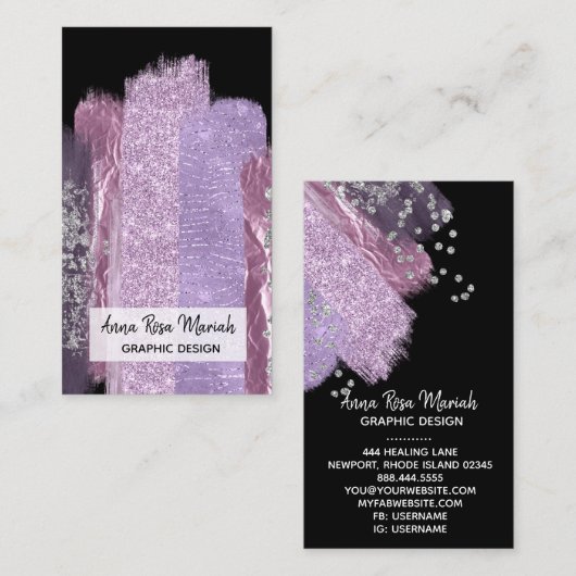 *~*シックグリッターエキサイティンガーリーグ·フェミニン抽象芸術 名刺 (正面/裏面)