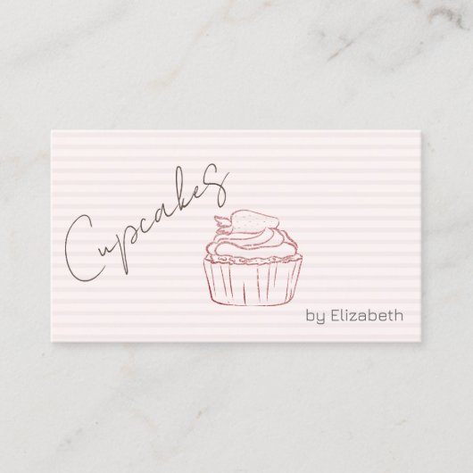 シックグリッターカップケーキストロベリストライプのー 名刺 (正面)