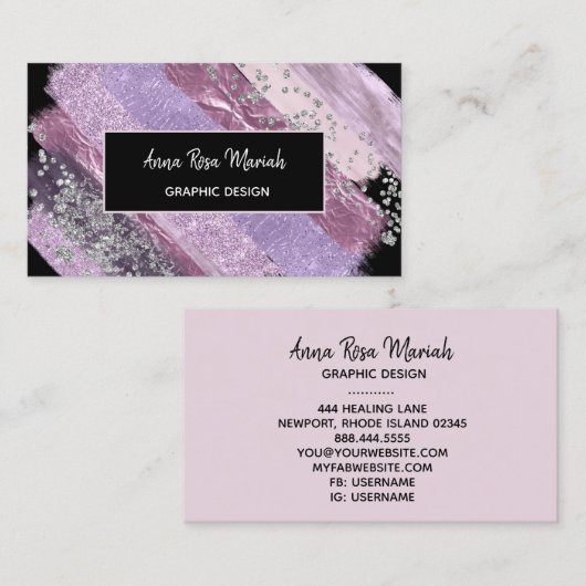 *~*シックグリッターガーリー抽象芸術エキサイティング 名刺 (正面/裏面)