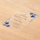 シックグリッタークラウンドロップブルーバラクインセアニラ アクリル招待状 (レイダウン)