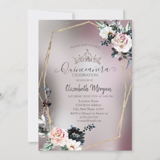 シックグリッタークラウン、バラメタリック 招待状 (正面)