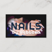 シックグリッターグラムネイルアートマニキュアサロンブルー 名刺 (正面)