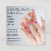 シックグリッターグラムネイルアートマニキュアサロンQRコード スクエア名刺 (正面)