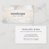 シックグリッターシルバーホワイト《写真》ぼけ味サテンストライプの金ゴールド 名刺 (正面/裏面)