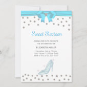 シックグリッターダイヤモンドSweet sixteenオンホワイト 招待状 (正面)