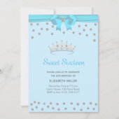 シックグリッターダイヤモンドSweet sixteenオンライトブルー 招待状 (正面)