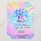 シックグリッターティアラティディースイーツ16パーティー 招待状 (正面/裏面)