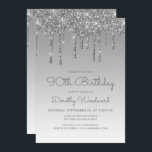 シックグリッタードリップシルバー90誕生日 招待状<br><div class="desc">このトレンディー90回目の誕生日の招待状には、スパークリーフェイクルな銀のグリッタードリップと青い背景が含ま縁どれるグラデーション。「90誕生日」と名誉のゲストの名前はシルバーグレーの手書き文字で表示さカジュアルれ、その他のカスタマイズ可能な文字はサンセリフフォントで表示される。裏面に同じ銀グリッタードリップデザインが現れる。</div>