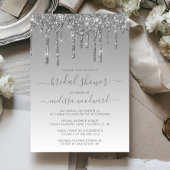 シックグリッタードリップスシルバーグラデーションブライダルシャワー 招待状