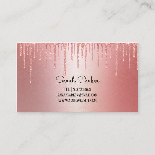 シックグリッタードリップバラ金ゴールドメタリックグエレガントラム 名刺 (裏面)