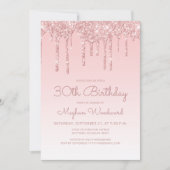 シックグリッタードリップピンク30th誕生日パーティー 招待状 (正面)