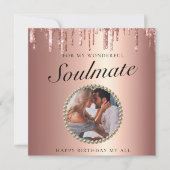 シックグリッタードリップフォトガールフレンド誕生日カード サンキューカード (正面)