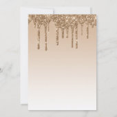 シックグリッタードリップ金ゴールド30th誕生日パーティー 招待状 (裏面)