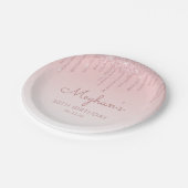 シックグリッタードリップ30th誕生日パーティーピンク ペーパープレート (アングル)