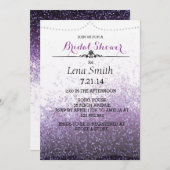シックグリッターパープルブライダルカップルシャワー招待状 招待状 (正面/裏面)