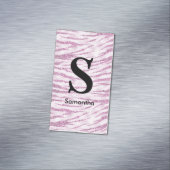 シックグリッターピンクアニマルプリントモノグラム マグネット名刺 (インサイチュ)