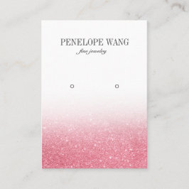 シックグリッターピンクグラデーションジュエリーイヤリングディスプレイ 名刺