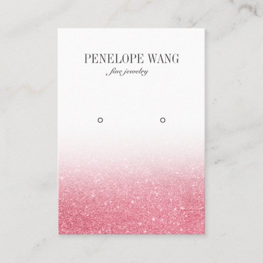 シックグリッターピンクグラデーションジュエリーイヤリングディスプレイ 名刺 (正面)
