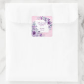 シックグリッターピンクパープルバラフローラ誕生日 スクエアシール (バッグ)
