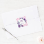 シックグリッターピンクパープルバラフローラ誕生日 スクエアシール (封筒)