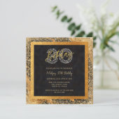 シックグリッターブラックと金ゴールド30th誕生日パーティー 招待状 (スタンド正面)