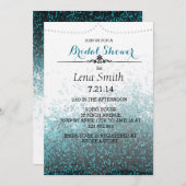 シックグリッターブルーブライダルカップルシャワー招待状 招待状 (正面/裏面)