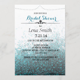 シックグリッターブルーブライダルカップルシャワー招待状 招待状