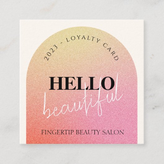シックグリッターメイクアップ美しいネイルサロンロイヤリティカード スクエア名刺 (正面)