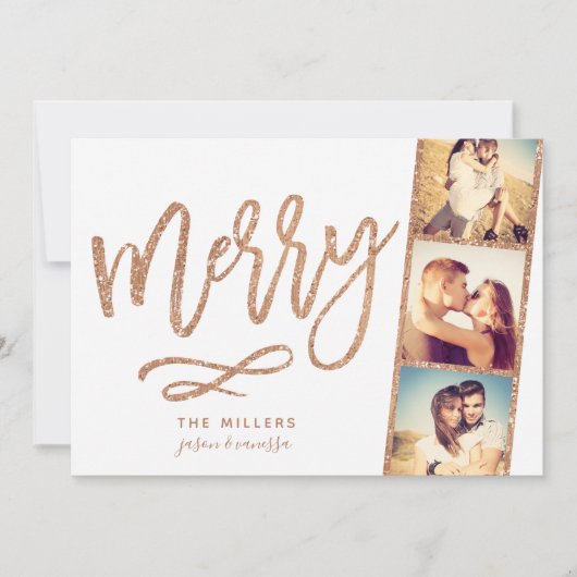 シックグリッターメリーフォトブースフィルムストリップホリデー シーズンカード (正面)