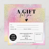 シックグリッターレインボースクエアギフト証明書のロゴ (正面/裏面)