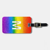 シックグリッターレインボーストライプズモノグラム名 ラゲッジタグ (正面横)
