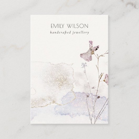 シックグリッター押し花空白のジュエリー表示 名刺 (正面)