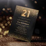 シックグリッター金ゴールド&ブラック21st誕生日 招待状<br><div class="desc">このシックで招フェミニン待デザインは、きらめく金ゴールドグリッター詳細にアクセントされた黒い背景で優雅さを醸し出す。焦点はホイルフェイクバルーン – スタイルタイポグラフィをお祝いtouchに備える。完全にカスタマイズ可能で、文字からイベント詳細まで、すべての要素を編集でき、大事な行事に完全に一致ユニークさせることができます。洗練と魅力の組み合わせは、マイルストーンの誕生日、華やかなパーティー、高級な集まりなど、特別なイベントに最適な選択肢である。</div>
