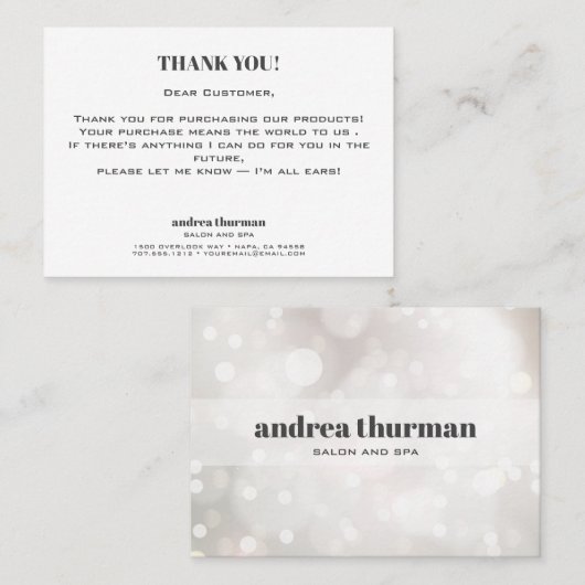 シックグリッター《写真》ぼけ味ご購入ありがとうございます 名刺 (正面/裏面)