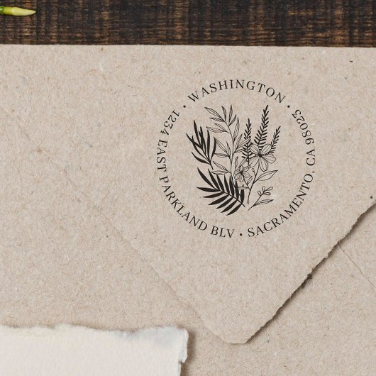 シックグリーナリーフローララウンドファミリー差出人住所 セルフインキングスタンプ