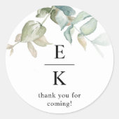 シックグリーナリーモノグラム結婚式の引き出物 ラウンドシール (正面)