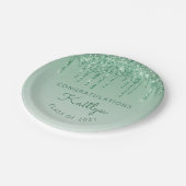 シックグリーングリッタードリップ卒業パーティー ペーパープレート (アングル)