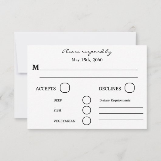 シックグリーングリッター、16の誕生日RSVP 出欠カード (裏面)