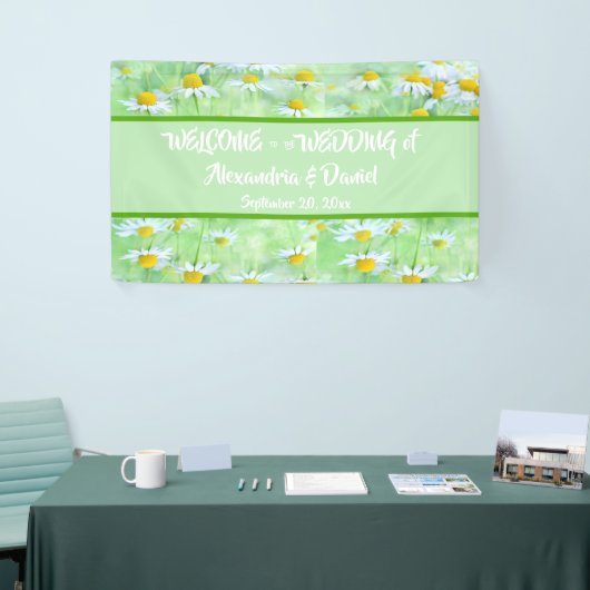 シックグリーンデイジーフローラウェルカムオール大事な行事バナー 横断幕 (トレードショー)